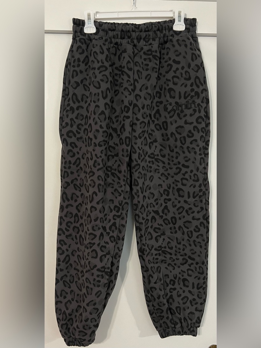 Leopard Print Track Joggers - Black/Charcoal